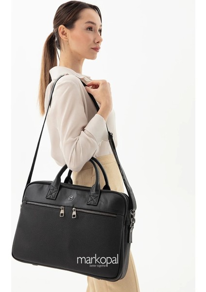Unisex Evrak & Laptop Çantası, Omuz Askılı, Su Geçirmez Siyah