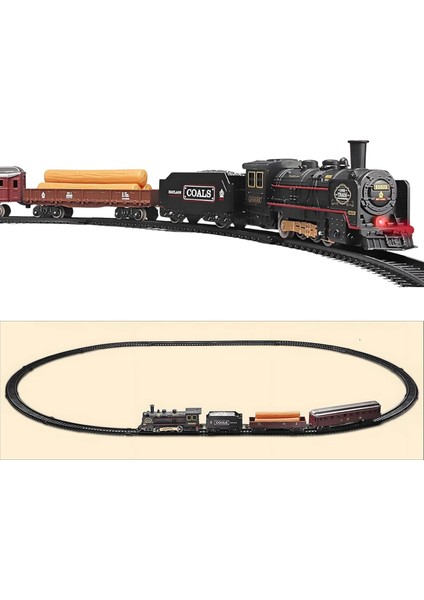 Parça Sesli ve Işıklı Eski Model Tren Seti Tren Işıklı 103 cm Tren