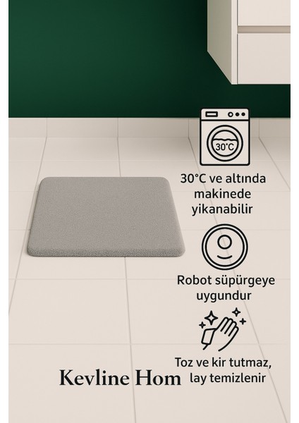 Yuvarlak Papatya Şekilli Ikili Banyo Paspası 80X80 ve 60X60, Yumuşak ve Soft Dokunuşlu
