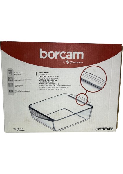 Borcam Küçük Kare Fırın Kabı 1040 cc