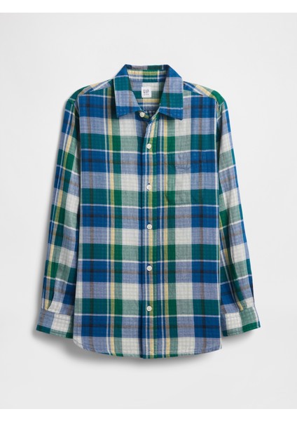 Erkek Çocuk Yeşil Kareli Gömlek