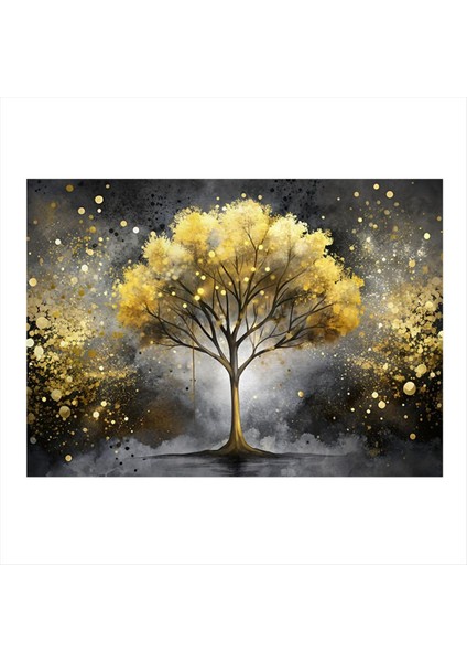 Altın Rengi Ağaç Desenli Mdf Tablo, 25CM x 35CM