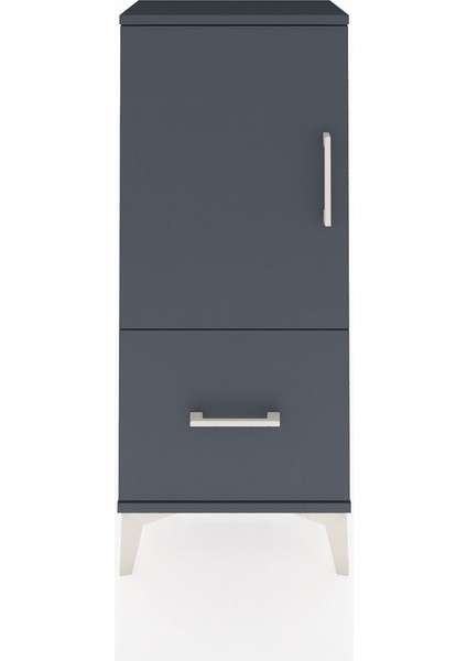 Arges Komodin 2 Raflı Tek Çekmeceli Tek Kapaklı 44X30X106 Antrasit-Antrasit
