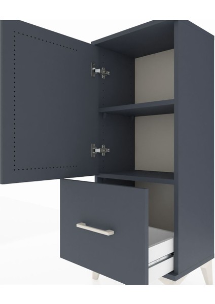 Arges Komodin 2 Raflı Tek Çekmeceli Tek Kapaklı 44X30X106 Antrasit-Antrasit indirimleri