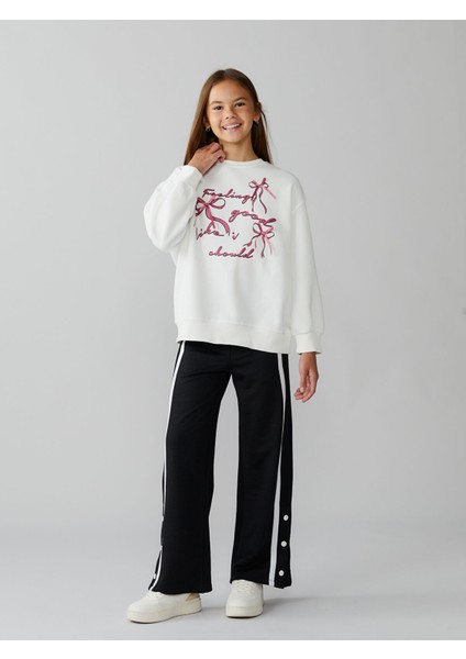Yeni Sezon Bisiklet Yaka Fiyonk Baskılı Kız Çocuk Sweatshirt fiyatları