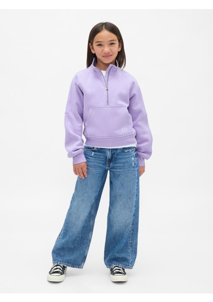 Kız Çocuk Lila Vintagesoft Gap Logo Yarım Fermuarlı Pullover Sweatshirt fırsatları