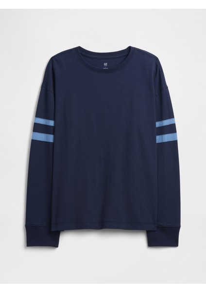 Erkek Çocuk Lacivert Vintage Soft Relaxed Varsity T-Shirt