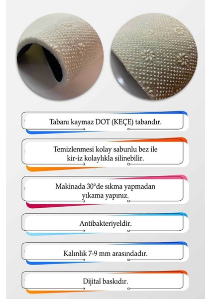 Yıkanabilir Dijital Baskılı Kaymaz Tabanlı Dekoratif Halı ve Yolluk Seti indirimleri