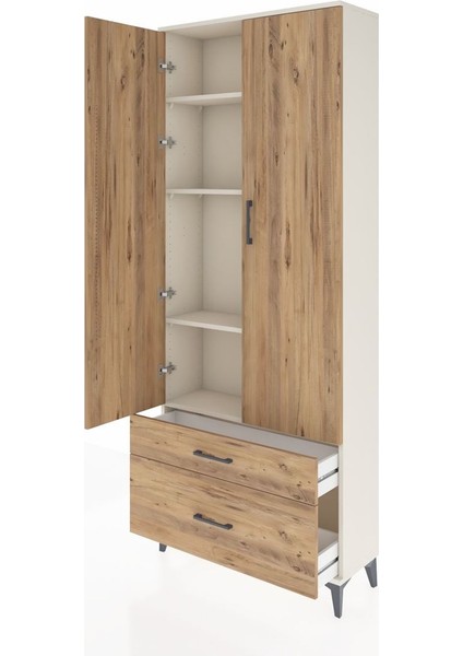 Arges Dolap 4 Raflı 2 Çekmeceli 2 Kapaklı 88X30X221 Aytaşı-Çam fırsatları