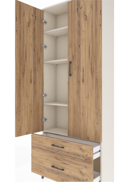 Arges Dolap 4 Raflı 2 Çekmeceli 2 Kapaklı 88X30X221 Aytaşı-Çam indirimleri