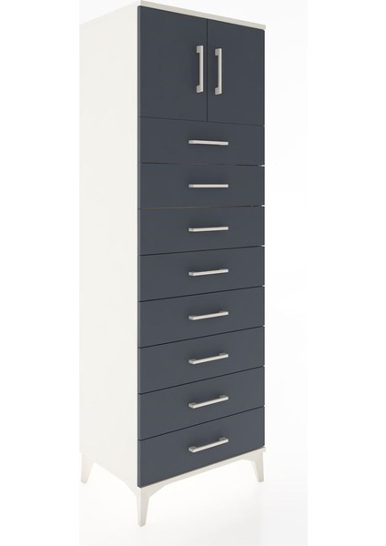 Hyperion Dolap Tek Raflı 8 Çekmeceli 2 Kapaklı 60X44X182 Aytaşı-Antrasit fiyatları