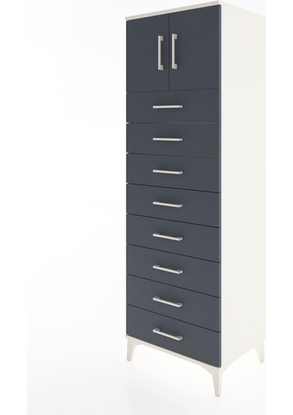 Hyperion Dolap Tek Raflı 8 Çekmeceli 2 Kapaklı 60X44X182 Aytaşı-Antrasit modelleri