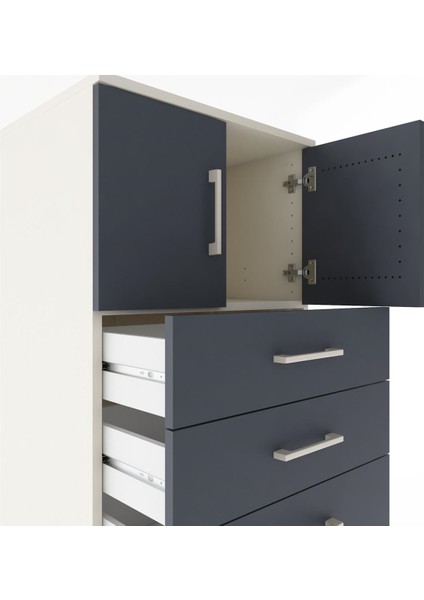 Hyperion Dolap Tek Raflı 8 Çekmeceli 2 Kapaklı 60X44X182 Aytaşı-Antrasit indirimleri