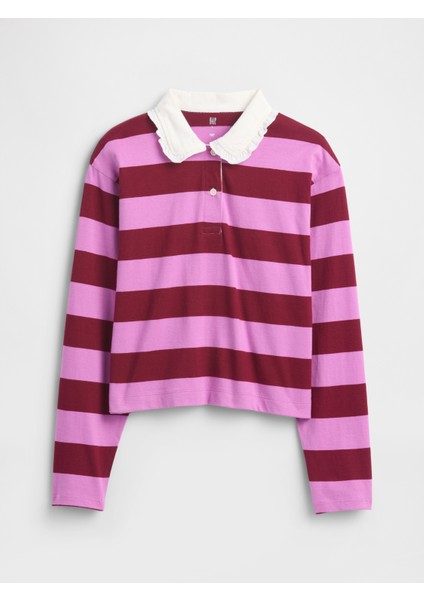 Kız Çocuk Lila Oversized Rugby Polo T-Shirt