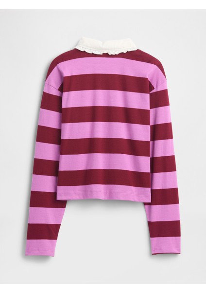Kız Çocuk Lila Oversized Rugby Polo T-Shirt modelleri