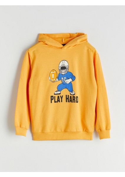 Yeni Sezon Kapüşonlu Baskılı Erkek Çocuk Sweatshirt
