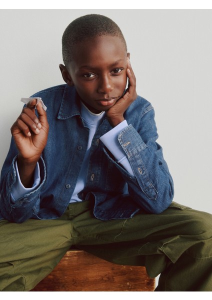 Erkek Çocuk Koyu Gri Denim Gömlek fiyatları