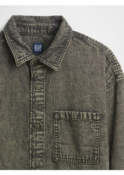 Erkek Çocuk Koyu Gri Denim Gömlek modelleri