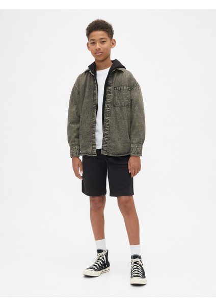 Erkek Çocuk Koyu Gri Denim Gömlek fırsatları