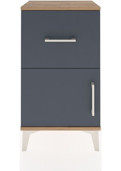 Arges Komodin Tek Raflı Tek Çekmeceli Tek Kapaklı 44X30X80 Çam-Antrasit