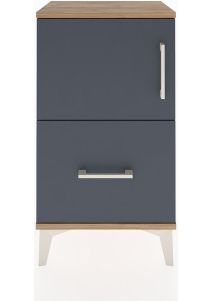 Arges Komodin Tek Raflı Tek Çekmeceli Tek Kapaklı 44X30X80 Çam-Antrasit fiyatları