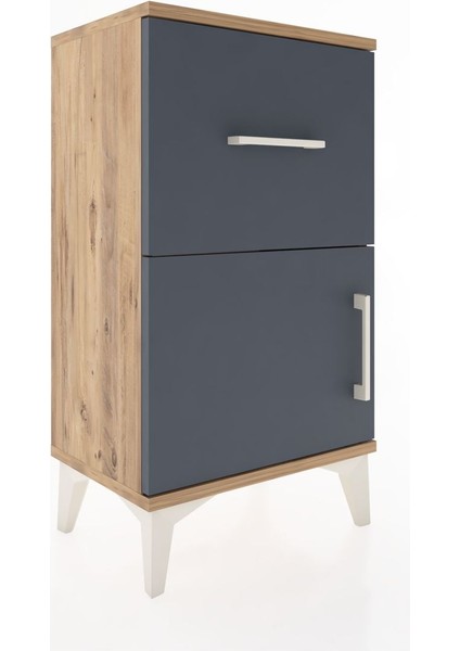 Arges Komodin Tek Raflı Tek Çekmeceli Tek Kapaklı 44X30X80 Çam-Antrasit modelleri