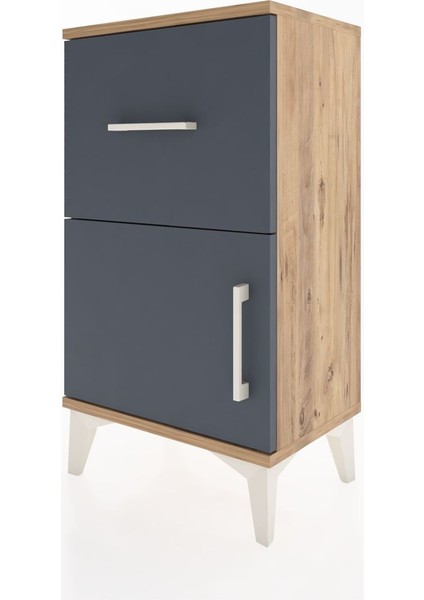 Arges Komodin Tek Raflı Tek Çekmeceli Tek Kapaklı 44X30X80 Çam-Antrasit indirimleri