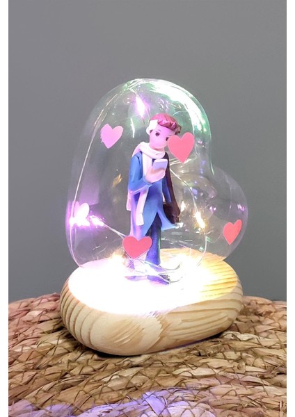 Kalp Işıklı LED Fanus
