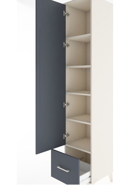 Hyperion Dolap 5 Raflı Tek Çekmeceli Tek Kapaklı 44X44X221 Aytaşı-Antrasit indirimleri