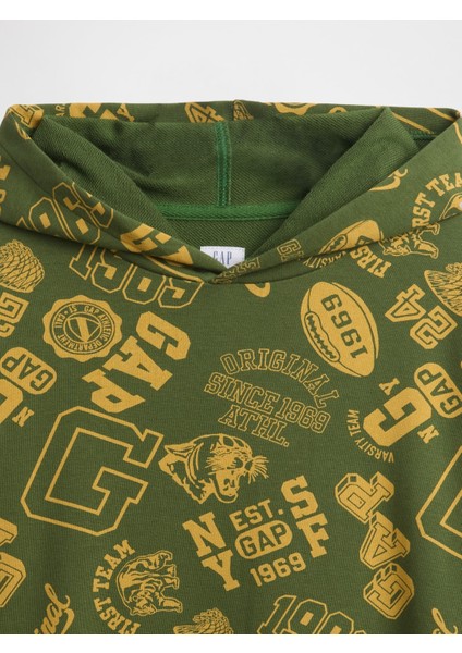 Erkek Çocuk Yeşil Relaxed Gap Baskılı Sweatshirt fiyatları