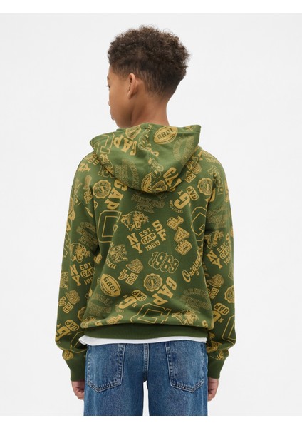 Erkek Çocuk Yeşil Relaxed Gap Baskılı Sweatshirt modelleri