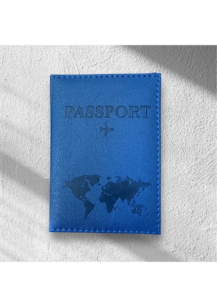 Lacivert Pasaport Cüzdan Ruhsat Seyahat Deri Kılıfı