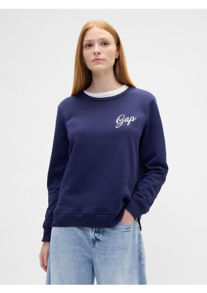 Kadın Lacivert Relaxed Gap Logo Sweatshirt