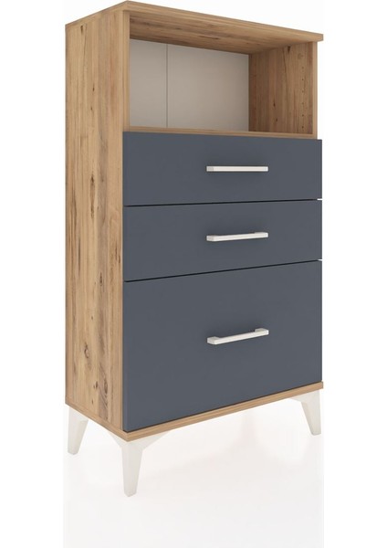 Arges Komodin Tek Raflı 3 Çekmeceli 60X30X106 Çam-Antrasit fırsatları
