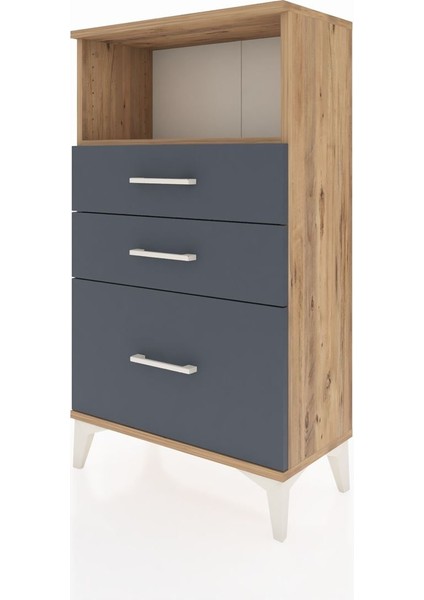 Arges Komodin Tek Raflı 3 Çekmeceli 60X30X106 Çam-Antrasit indirimleri