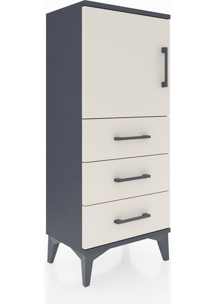 Arges Komodin 2 Raflı 3 Çekmeceli Tek Kapaklı 44X30X106 Antrasit-Aytaşı fiyatları