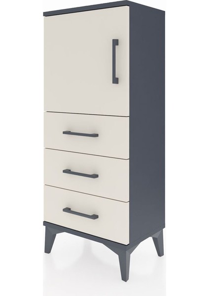 Arges Komodin 2 Raflı 3 Çekmeceli Tek Kapaklı 44X30X106 Antrasit-Aytaşı modelleri