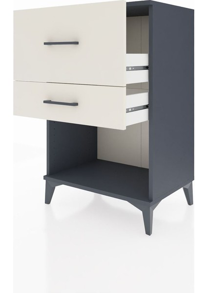 Hyperion Komodin 2 Çekmeceli 60X44X96 Antrasit-Aytaşı fırsatları