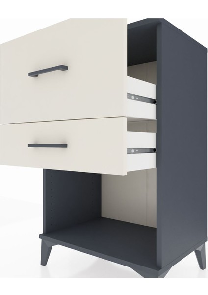 Hyperion Komodin 2 Çekmeceli 60X44X96 Antrasit-Aytaşı indirimleri