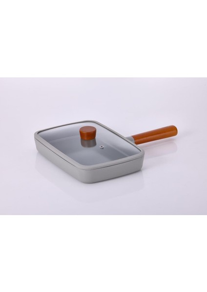 Fika Dikdörtgen Tava 29CM Cam Kapaklı Gri