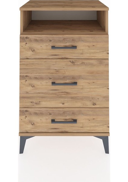 Hyperion Komodin Tek Raflı 3 Çekmeceli 60X44X96 Çam-Çam