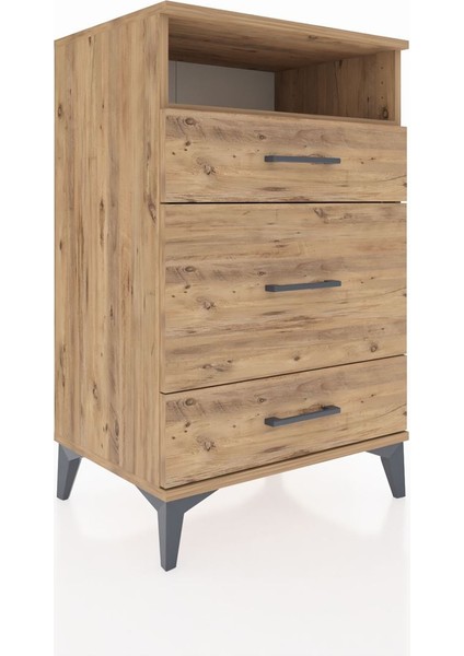 Hyperion Komodin Tek Raflı 3 Çekmeceli 60X44X96 Çam-Çam fiyatları