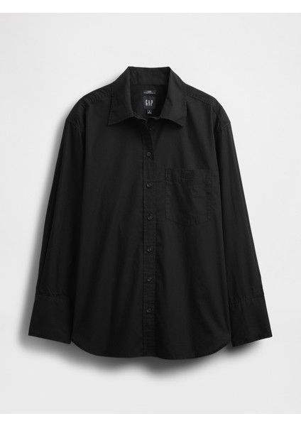 Kadın Siyah Organik Pamuk Poplin Big Gömlek fiyatları