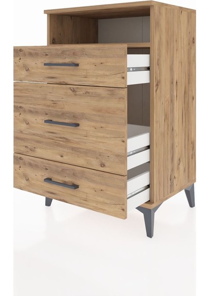 Hyperion Komodin Tek Raflı 3 Çekmeceli 60X44X96 Çam-Çam fırsatları