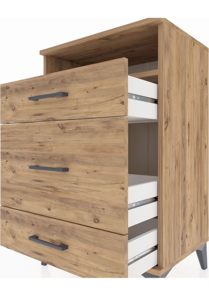 Hyperion Komodin Tek Raflı 3 Çekmeceli 60X44X96 Çam-Çam indirimleri