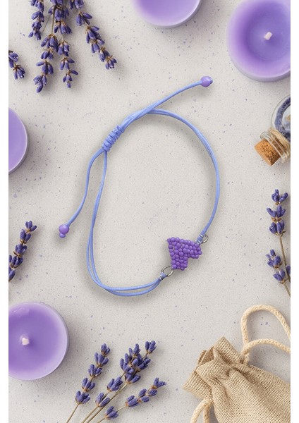 Mor Kalpli Miyuki Boncuklu Ayarlanabilir Makrome Bileklik