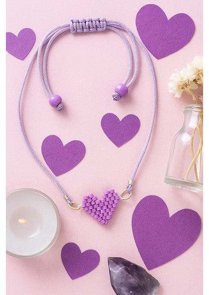 Mor Kalpli Miyuki Boncuklu Ayarlanabilir Makrome Bileklik modelleri