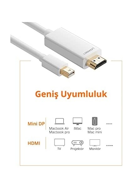 4K Mini HDMI Dönüştürücü Kablo, 3 Metre, Siyah modelleri