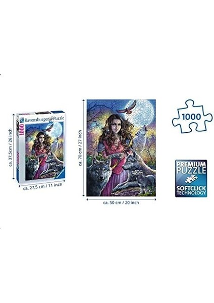 196647 Kurtlarla Kadın Yetişkin Puzzle, 1000 Parça modelleri