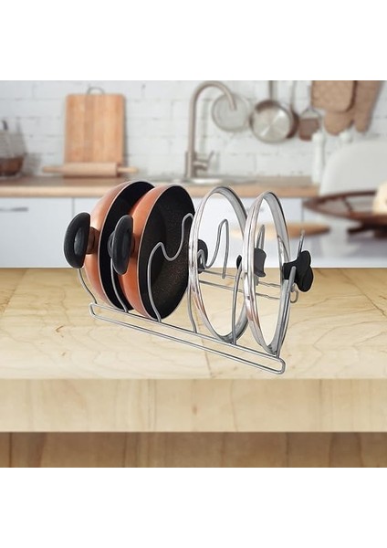 Tava ve Tencere Kapağı Düzenleyici Mutfak Dolap ve Çekmece Organizeri 5 Bölmeli Mat Metal fiyatları